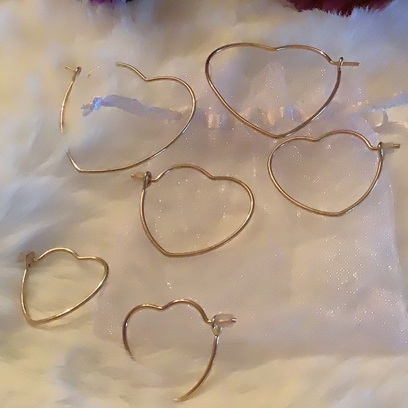Gold Heart Hoops Set - Picture 5 of 5